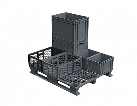 Легкий перфорированный пластиковый поддон 1200х1000 на двух полозьях