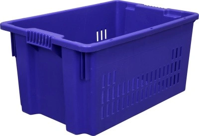 Ящик перфорированный 600×400×300 мм, объем 52 л., арт.: 602, синий, код: 07734