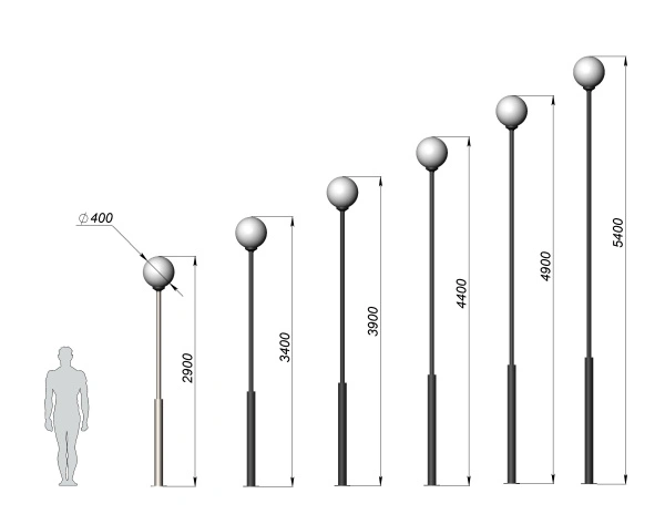 Стальной фонарный столб Т-02 со светильником 3,9 м