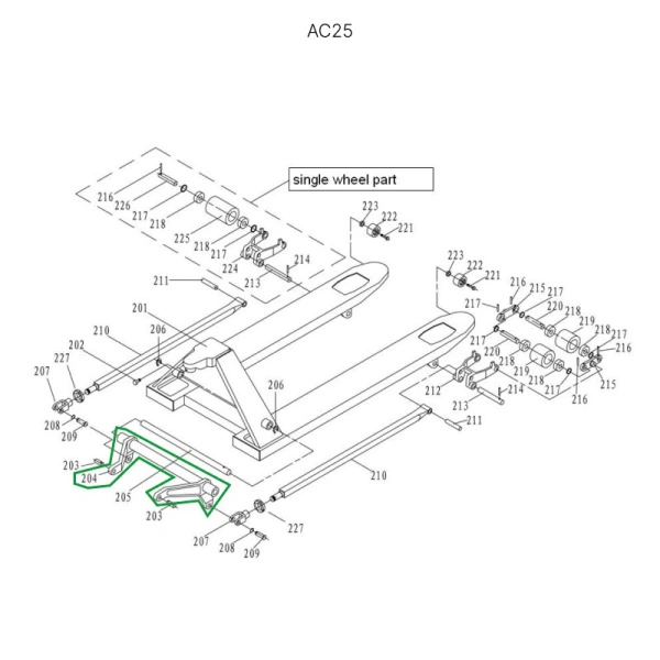 Угловой рычаг для гидравлических тележек JC20