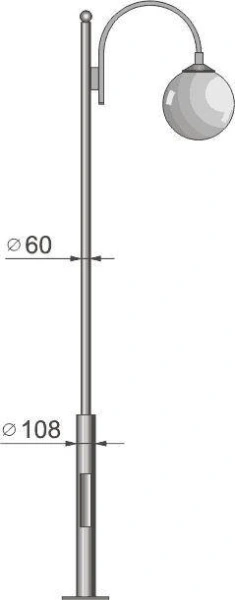 Стальной фонарный столб Т-05-1 со светильником 3,26 м
