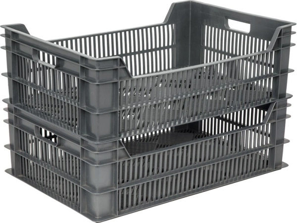 Ящик перфорированный 600×400×190, арт.: 106, объём 48, чёрный, код: 00363