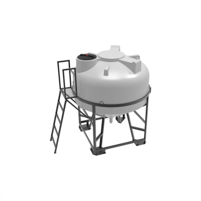 Емкость ЦКТ 3000 л с патрубком 110мм под плотность до 1,2 г/см³ белая в обрешетке с лестницей