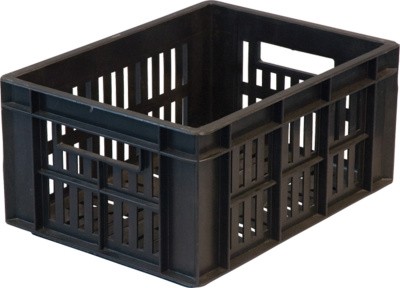 Ящик перфорированный 400×300×200, арт.: 302, объём 24, чёрный, код: 00415