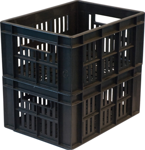 Ящик перфорированный 400×300×200, арт.: 302, объём 24, чёрный, код: 00415